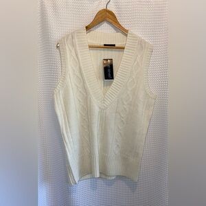 BLUE‎ SEVEN cream wool blend knit sweater vest size Large NWT